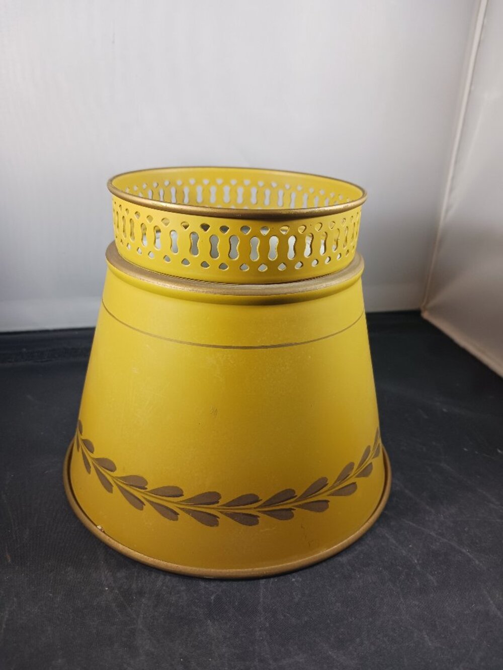 Vintage Mustard Yellow Toleware Lamp Shade